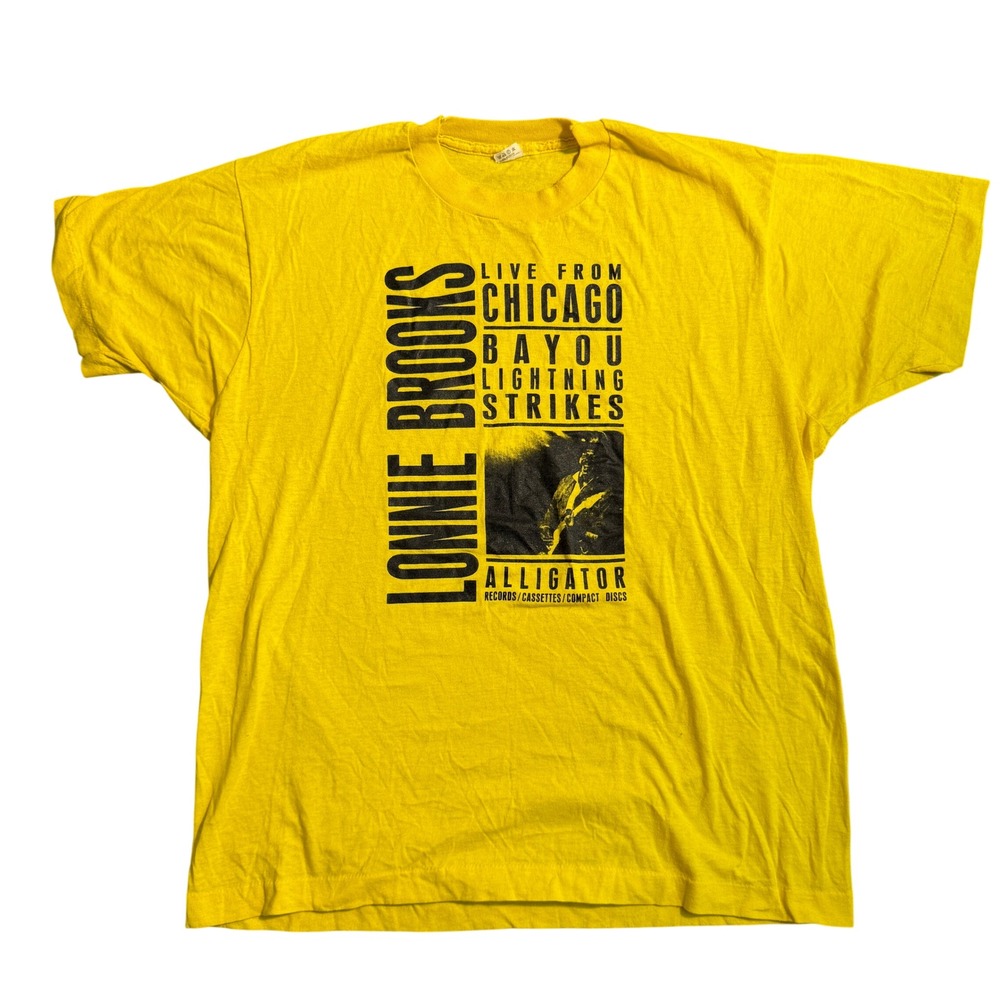 Vintage Lonnie Brooks Chicago Blues Alligator Records Yellow T-Shirt XL Single